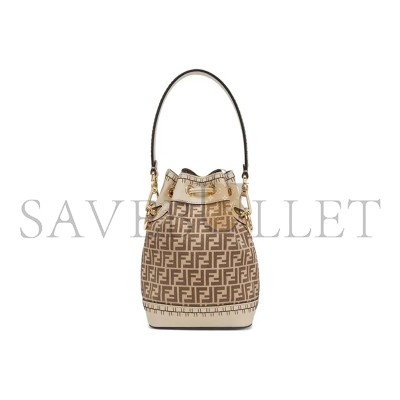 FENDI MON TRESOR BUCKET BAG ZUCCA SUEDE MINI BROWN 8BS010AHJGF1FI0 (18*12*10cm)